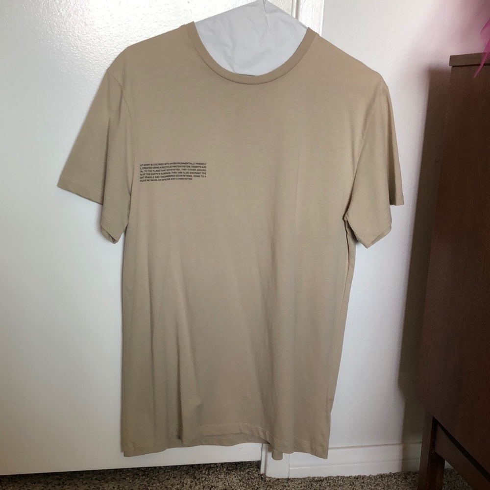 Pangaia Beige Short Sleeve Tee with Subtle Chest Print